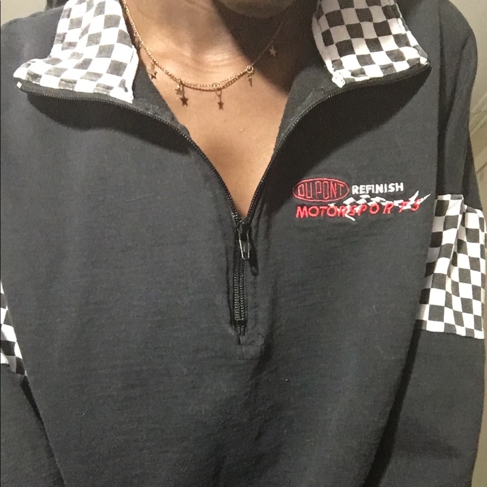 Half Zip Sweatshirt With Checkered Pattern - image 6